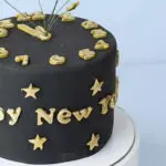 New Year Black & Gold Clock Theme Cake - 1 Kg 2 new-year-black-gold-clock-theme-cake_02