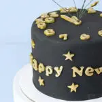 New Year Black & Gold Clock Theme Cake - 1 Kg 3 new-year-black-gold-clock-theme-cake_03