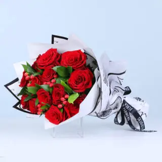 Red Rose White Wrap Bouquet