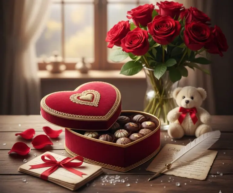 Valentine’s Day origins image explaining the royal backstory behind chocolate boxes as romantic gifts.