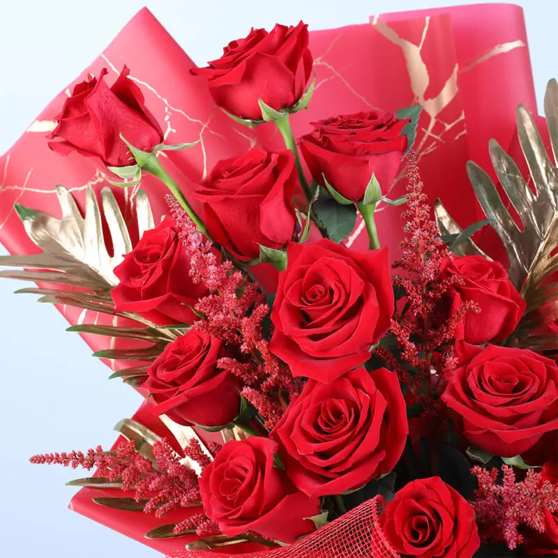 Golden Romance Red Roses 04