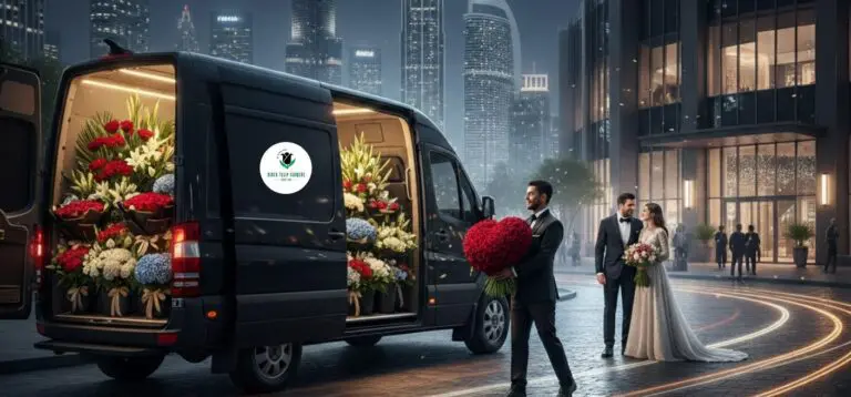 Premium midnight flower delivery in Dubai making moments extra special