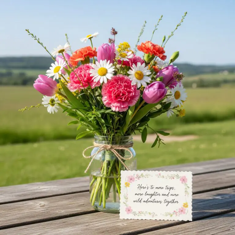 Sagittarius zodiac flowers featuring fun carnations and a vibrant wildflower mix symbolizing adventure