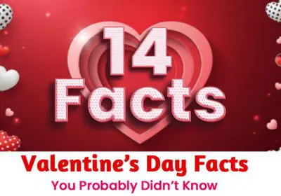Valentine’s Day facts graphic showcasing unknown and surprising information about the history and traditions of Valentine’s Day