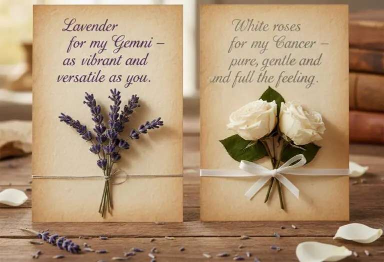 Personalized Valentine’s card with a zodiac-based flower message