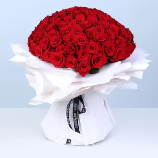 Valentines Day Home 67 Bouquet of 120 red roses in premium designer wrap