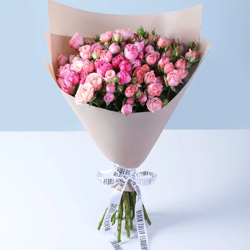 fluffy pink rose peony bouquet 02