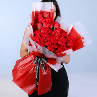 New Large red rose bouquet showcasing 60 fresh stems for love celebrations