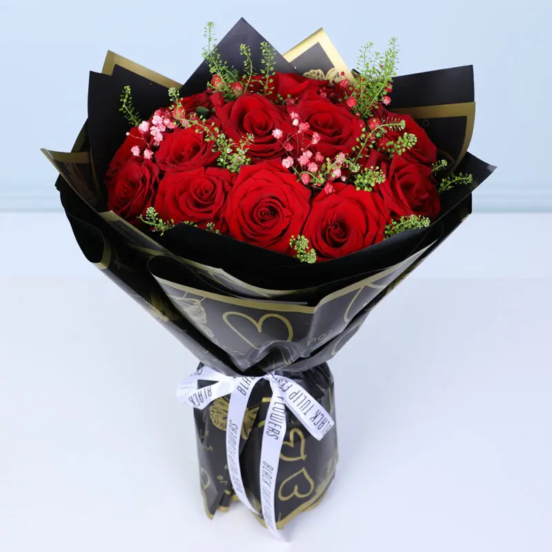 red-rose-black-wrap-bouquet-02 red rose black wrap bouquet 02
