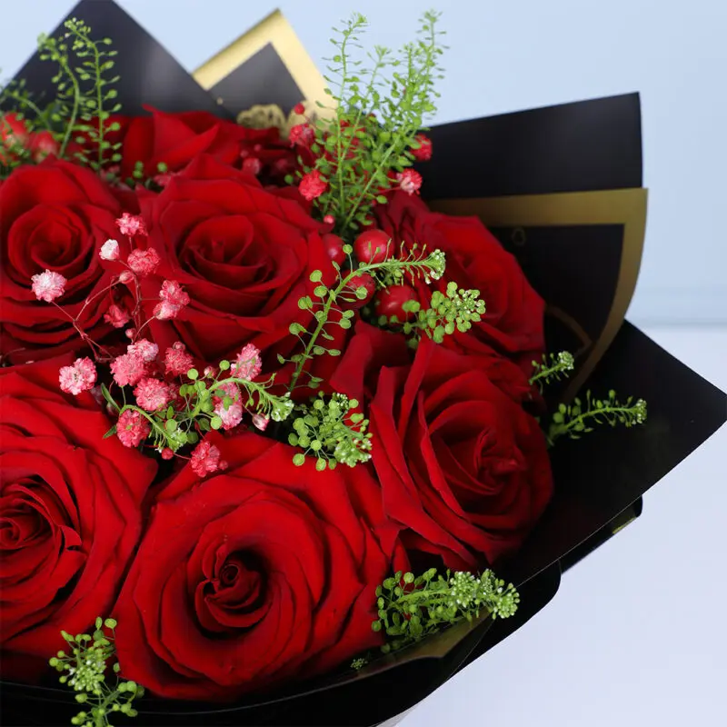 red-rose-black-wrap-bouquet-04 red rose black wrap bouquet 04