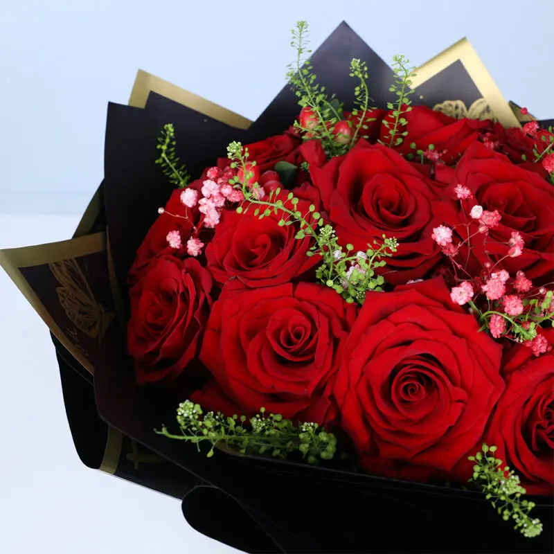 red-rose-black-wrap-bouquet-05 red rose black wrap bouquet 05