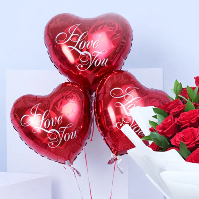 red rose ruscus i love you balloons 03