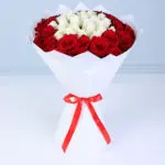 Tale of Two Hearts in Roses 1 red-white-rose-bouquet