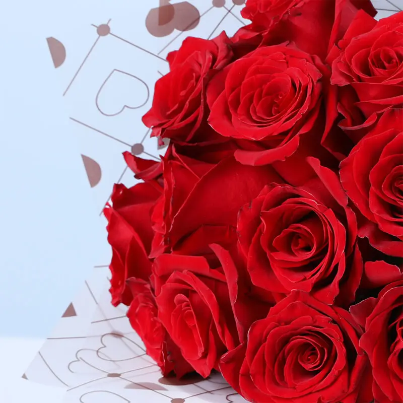 valentine 15 red roses heart wrap 04