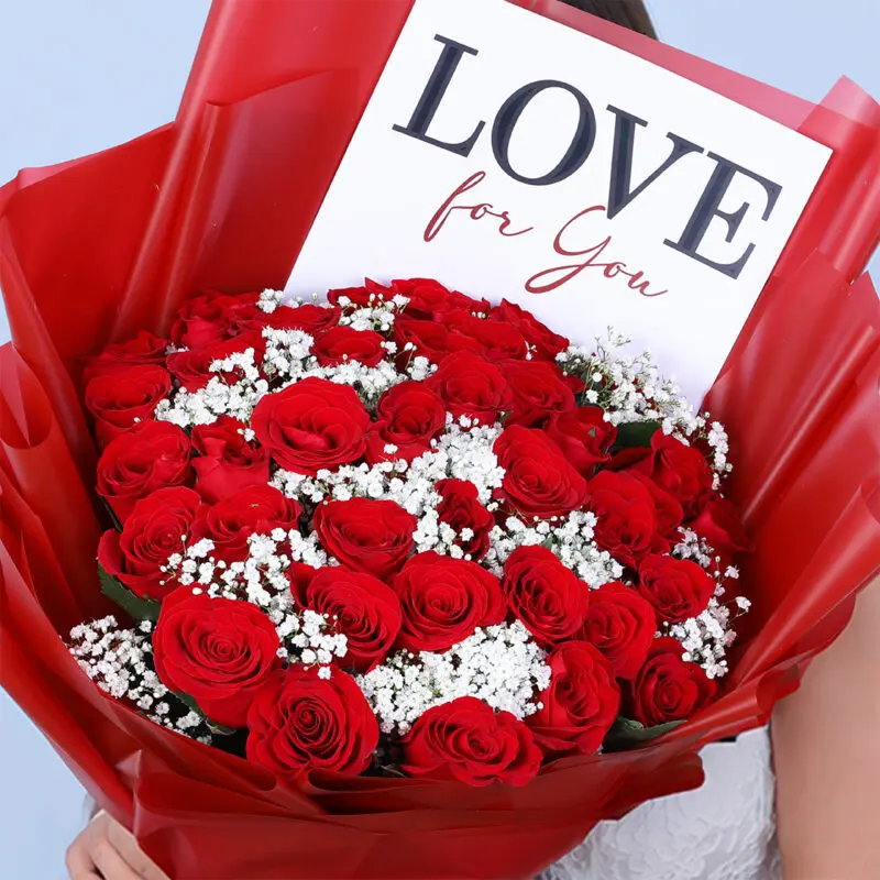 valentine-25-red-roses-gypso-bouquet_02 valentine 25 red roses gypso bouquet 02