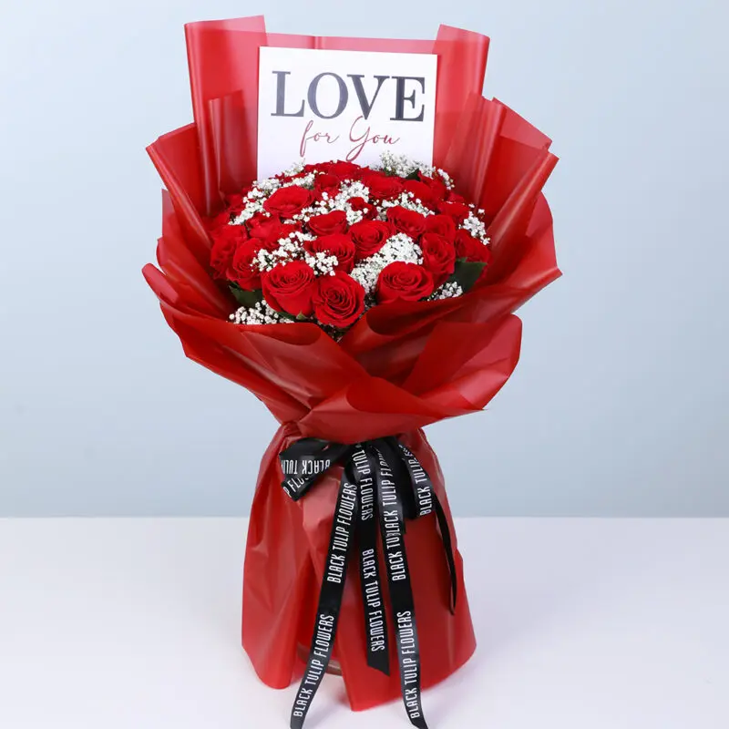 valentine-25-red-roses-gypso-bouquet_03 valentine 25 red roses gypso bouquet 03