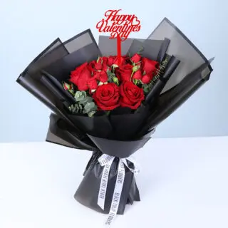 Valentines Day Home 39 Valentine’s Day Red Roses Black Wrap Bouquet