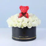 White Rose Flower Box with Red Teddy 1 white-rose-flower-box-red-teddy