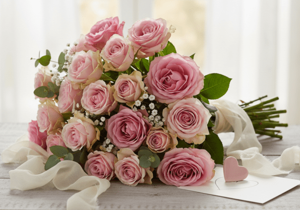 Pink roses with a softer, more intimate Valentine’s Day romance