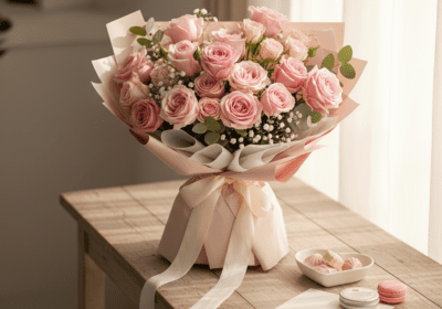Soft pink roses symbolizing gentle love on Valentine’s Day