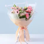 Soft Pink Celebration Bouquet 1 pink-gerbera-roses-lily-mixed-flower-bouquet