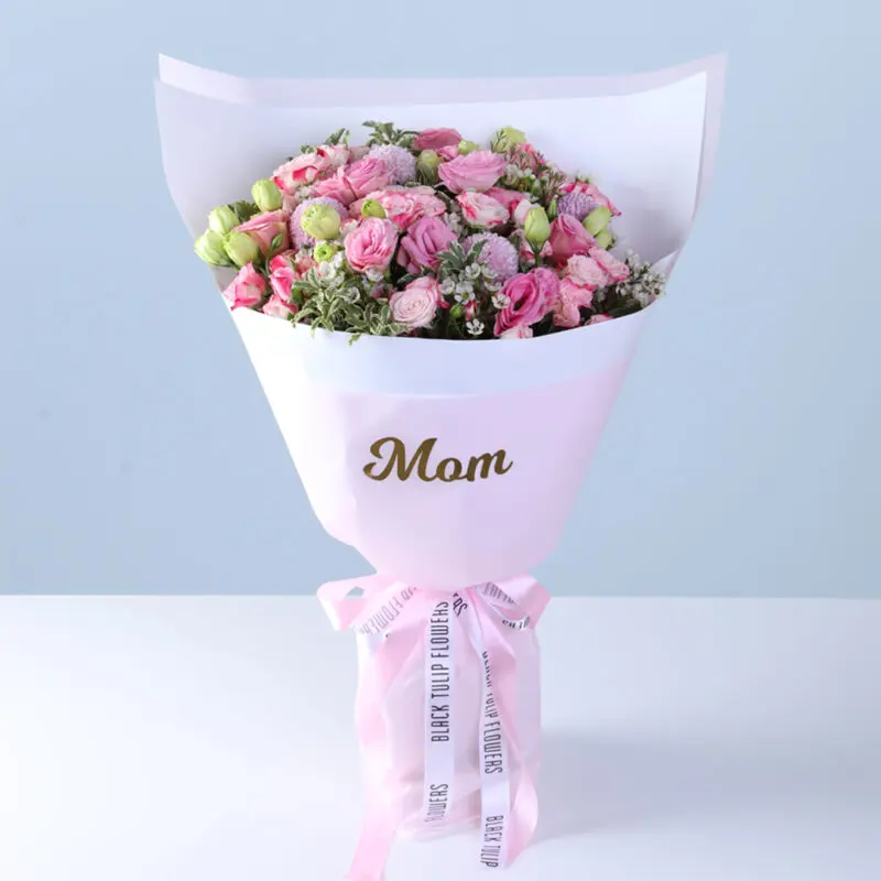pink lisianthus baby rose bouquet lindt 02