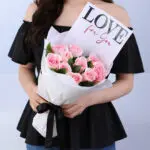 Blush Pink Roses with LOVE Card Bouquet 1 pink-roses-love-card-bouquet-valentines
