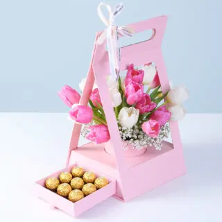 Tulips with Ferrero Rocher Combo Gift