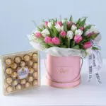 White & Pink Tulip Box + 24pcs Ferrero 1 white-pink-tulip-mom-box-24pcs-ferrero