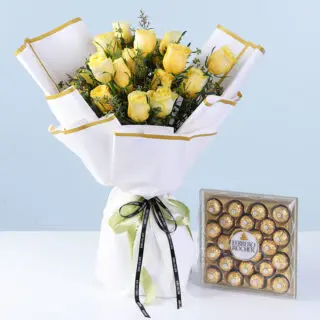 Yellow Roses & Ferrero Box