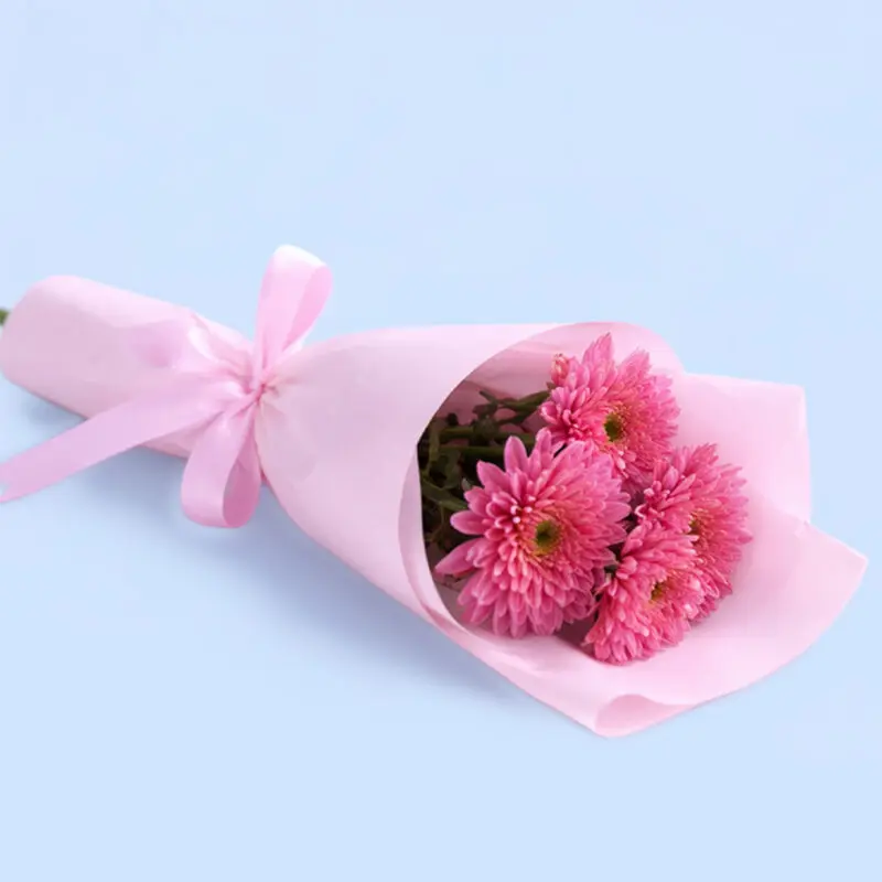 single-purple-deco-chrysanthemum-bouquet Single purple deco chrysanthemum bouquet beautifully wrapped in decorative paper, perfect for cheerful and thoughtful gifting