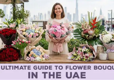 Elegant flower bouquet arrangement in UAE with roses, lilies, and premium wrapping