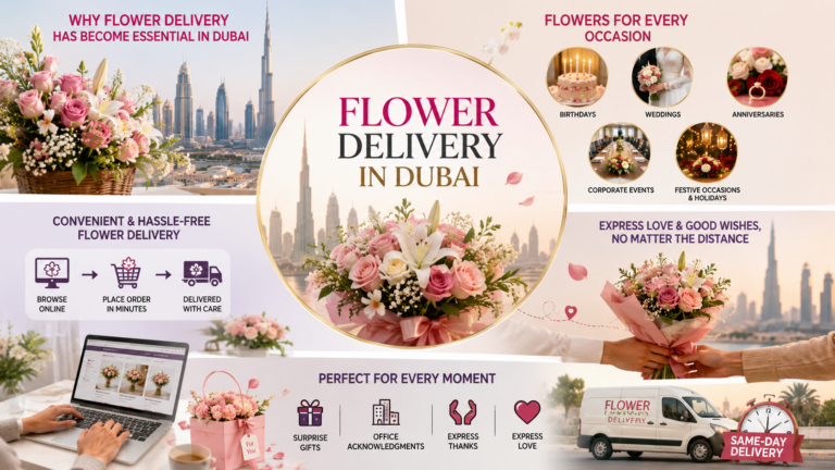 Elegant flower delivery in Dubai featuring a fresh bouquet of colorful roses and lilies, symbolizing why flower delivery has become essential for birthdays, anniversaries, celebrations, and same-day gifting across the city.