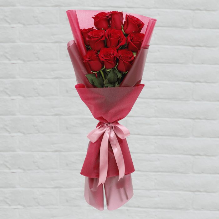 10 stem red rose bouquet 1