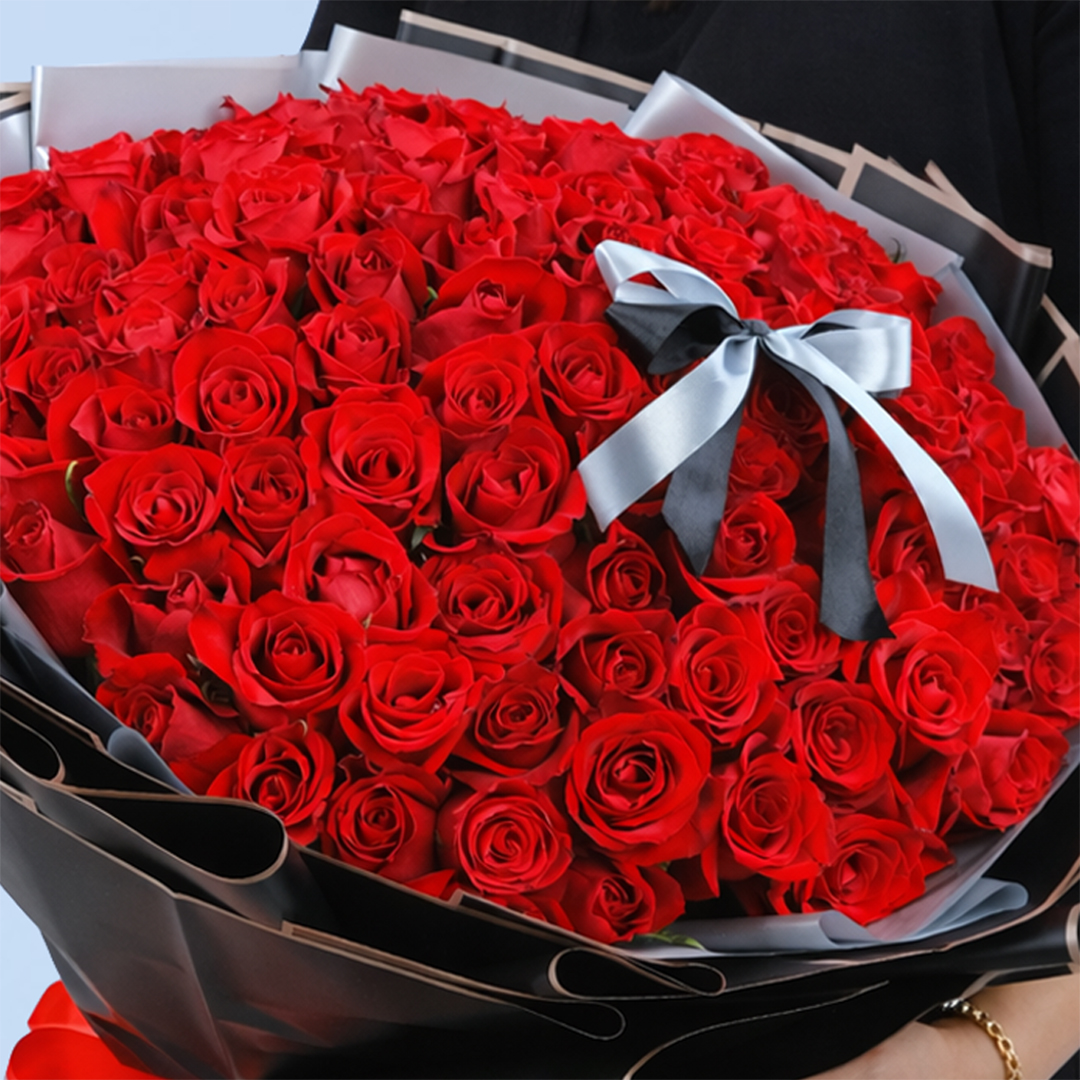 100 Roses Bouquet - Red | Free Same Day Delivery across UAE