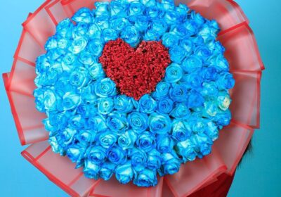 blue secret heart bouquet