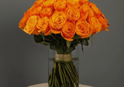 bunch of orange roses