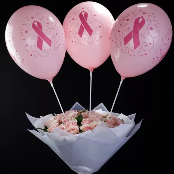 handbouquet with breast cancer balloons jpg