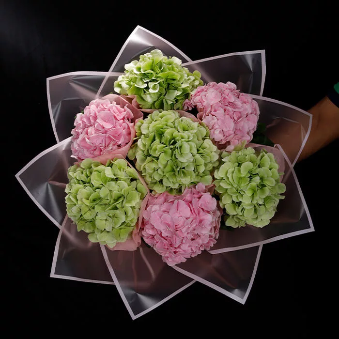 pink and green hydrangea bouquet jpg