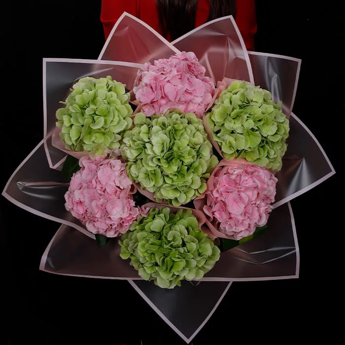 pink and green hydrangea bouquet 3 jpg