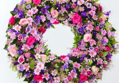 pink and purple wreath