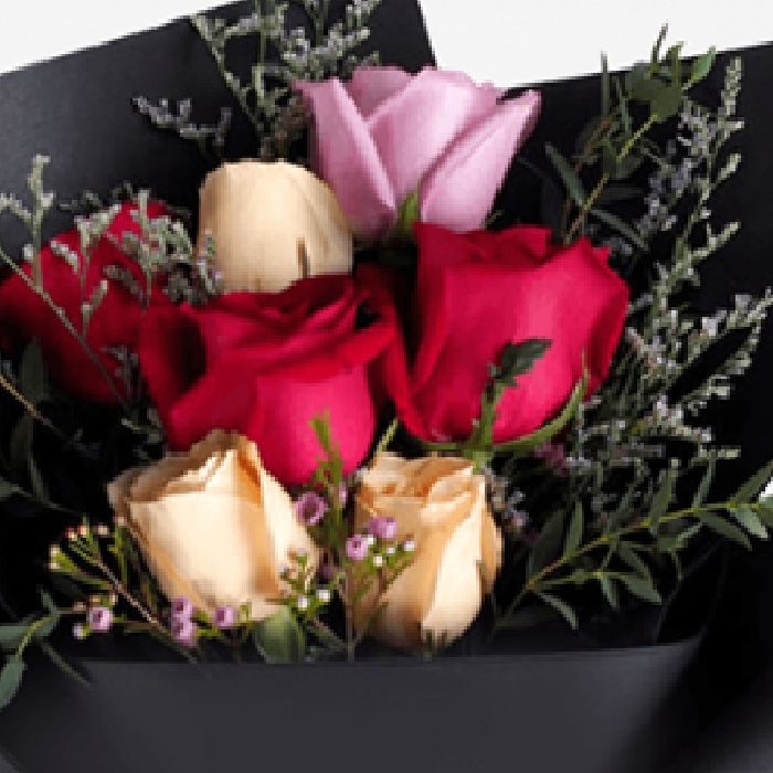 roses delight black wrap bouquet