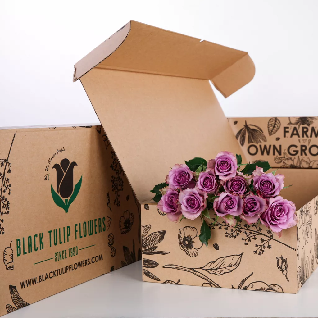 Rose Purple 10 stem purple roses in a brown box to make any DIY arrangement.