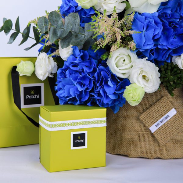 Azure and Ivory with Patchi by Black Tulip Flowers.