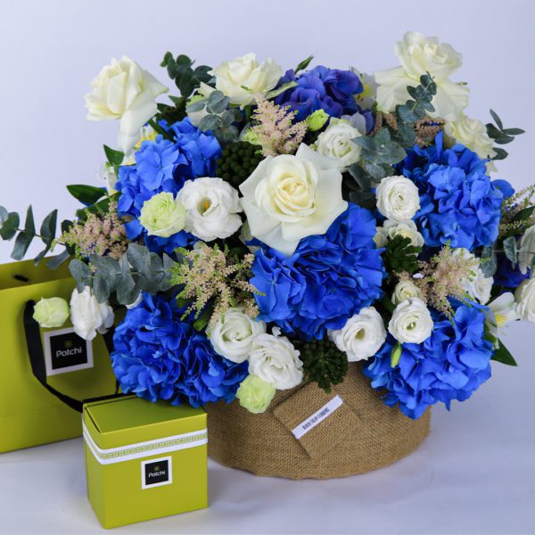Azure and Ivory with Patchi by Black Tulip Flowers.