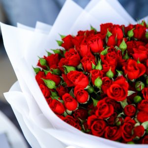 Captivating Red Bouquet by Black Tulip Flowers