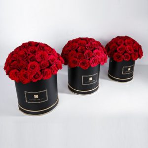 Classic Trio Red Rose Box by Black Tulip Flowers
