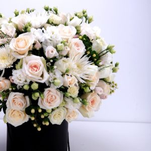 Cream Perfection flower box by Black Tulip Flowers.