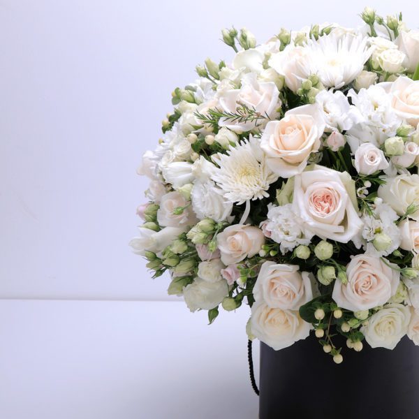 Cream Perfection flower box by Black Tulip Flowers.