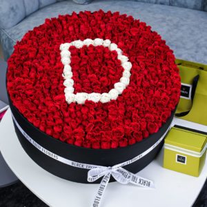 Darling Round Arrangement with Patchi by Black Tulip Flowers